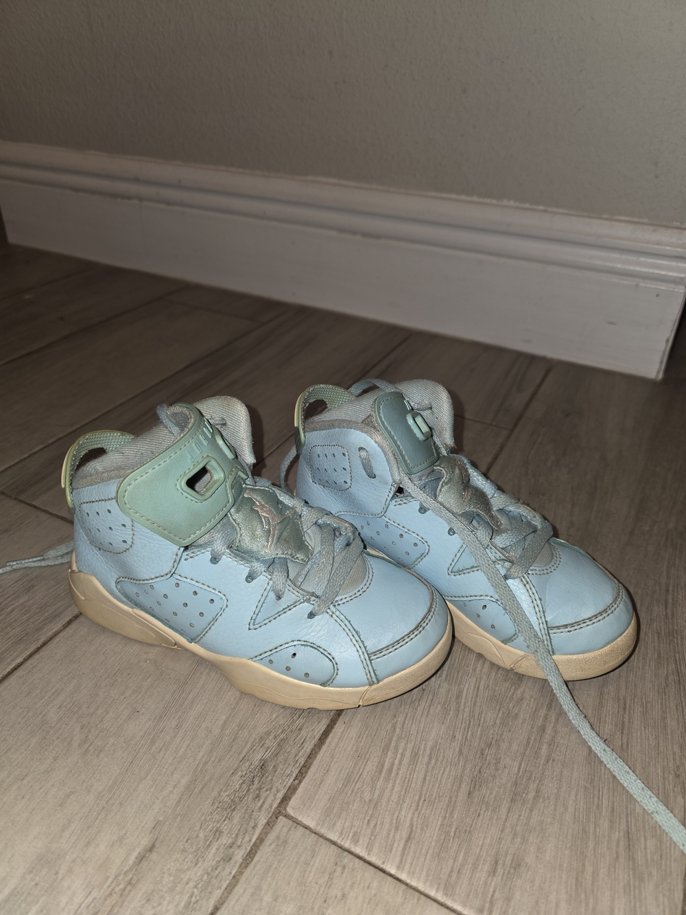 Jordan Kids Light Blue High-Top Sneakers with Cream Sole